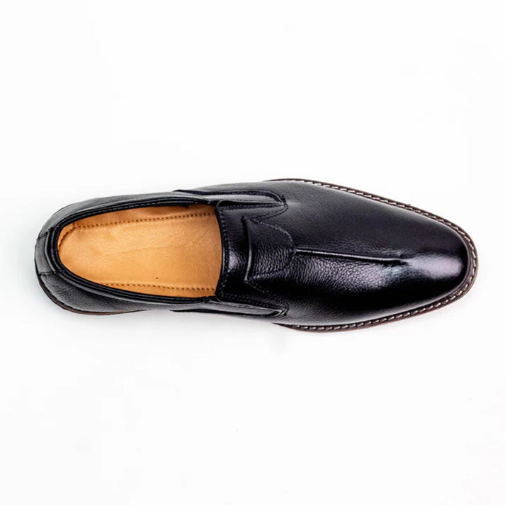 Men’s Black Moc Toe Formal Slip-On Shoes