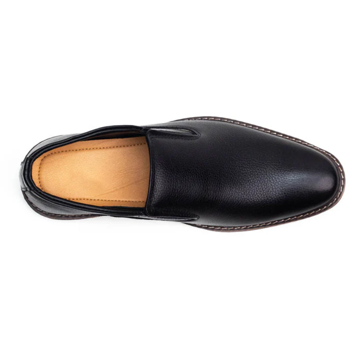 Men’s Black Leather Slip-On Formal Shoes – Premium Comfort Fit