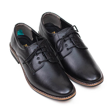 Black Genuine Leather Derby Shoes for Men – Classic Formal Style