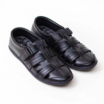Black Closed-Toe Sandals for Men – Premium Medicated Comfort