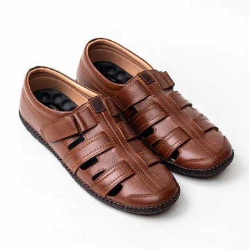 Brown Closed-Toe Sandals for Men – Premium Medicated Comfort